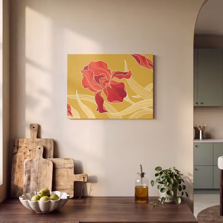 Acoustic Panel - Flowers - Illustration - Red - Bloemen - Illustratie - Rood PET vilt klein
