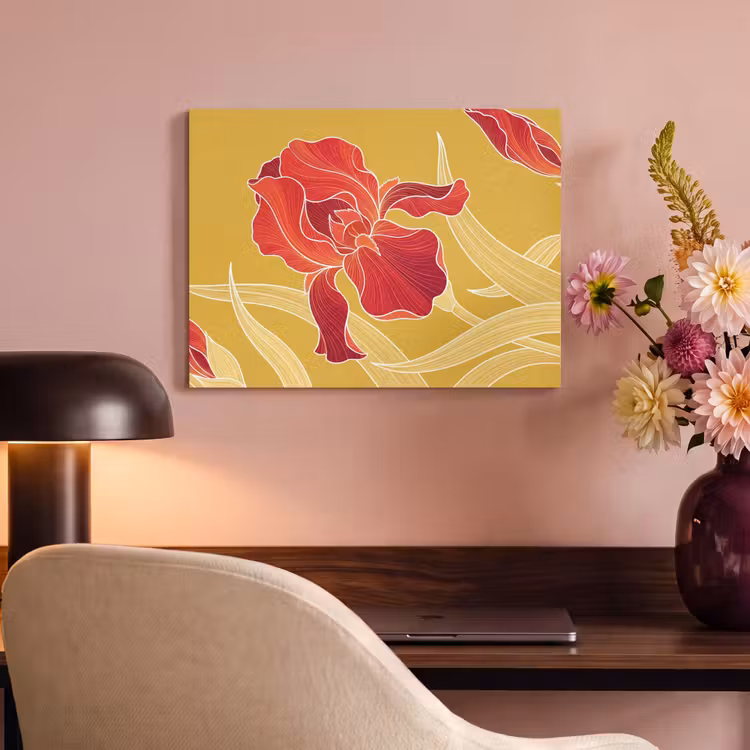 Acoustic Panel - Flowers - Illustration - Red - Bloemen - Illustratie - Rood PET vilt klein