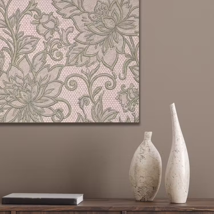 Bloemen - Kant - Patroon - Klassiek - Groen PET vilt klein -sfeer6_closeup