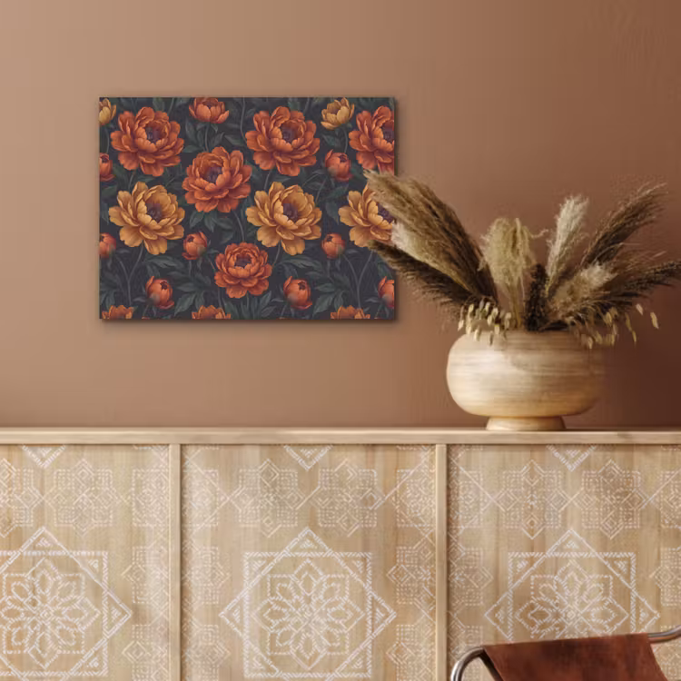 Bloemen - Bladeren - Natuur - Modern - Oranje PET vilt klein -sfeer4