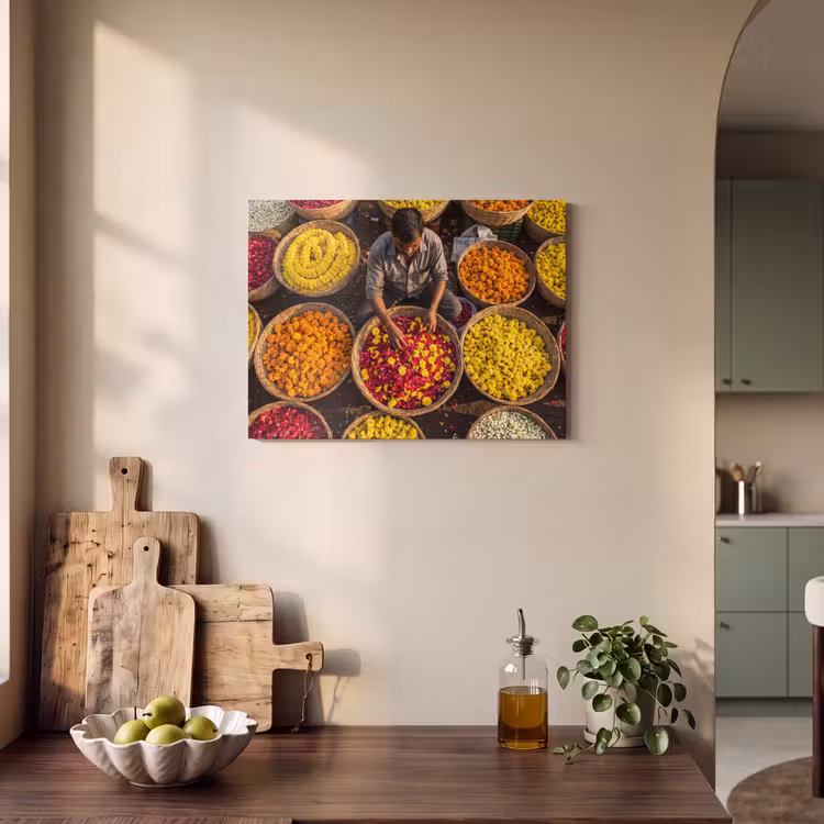 Acoustic Panel - Flowers - Market - Colorful - Bloemen - Markt - Kleurrijk PET vilt klein