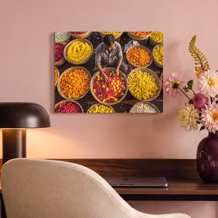 Acoustic Panel - Flowers - Market - Colorful - Bloemen - Markt - Kleurrijk PET vilt klein
