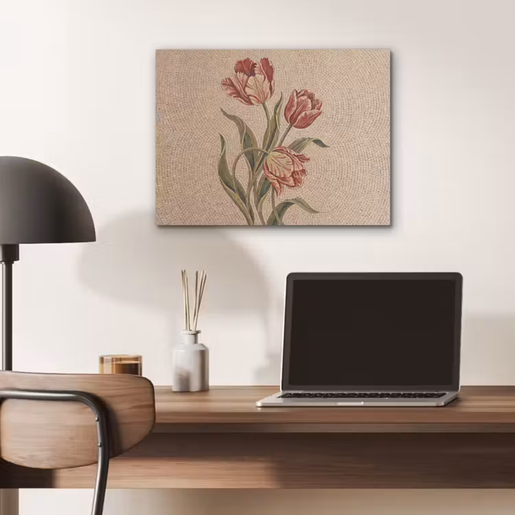 Bloemen - Mozaïek - Rood - Groen - Kunst PET vilt klein -sfeer5