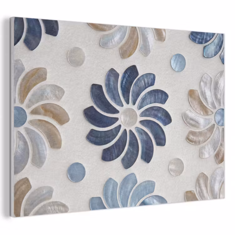 Bloemen - Parelmoer - Abstract - Patroon - Blauw PET vilt klein -3d