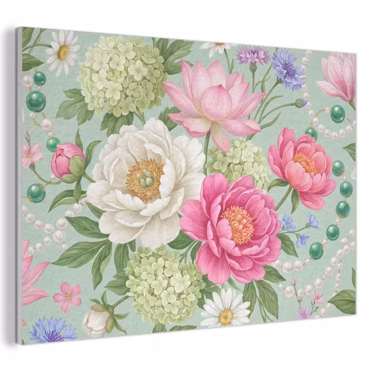 Bloemen - Patroon - Botanisch - Groen PET vilt klein -3d