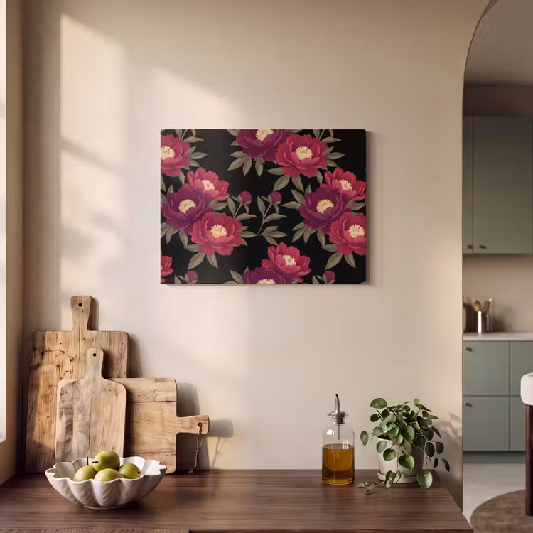 Bloemen - Patroon - Botanisch - Rood - Zwart PET vilt klein -sfeer2