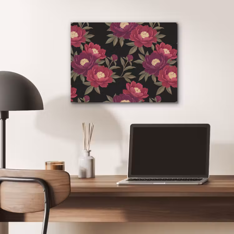 Bloemen - Patroon - Botanisch - Rood - Zwart PET vilt klein -sfeer5