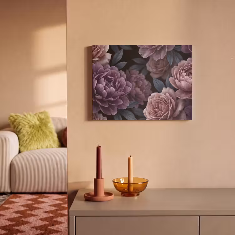 Bloemen - Patroon - Donker - Botanisch - Paars PET vilt klein -sfeer1