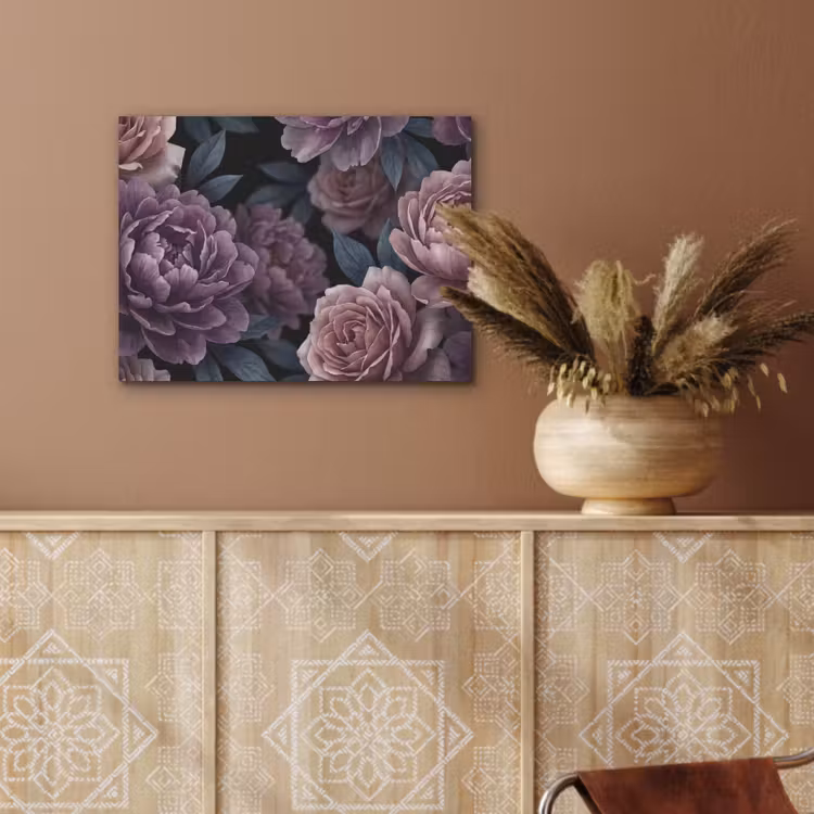 Bloemen - Patroon - Donker - Botanisch - Paars PET vilt klein -sfeer4