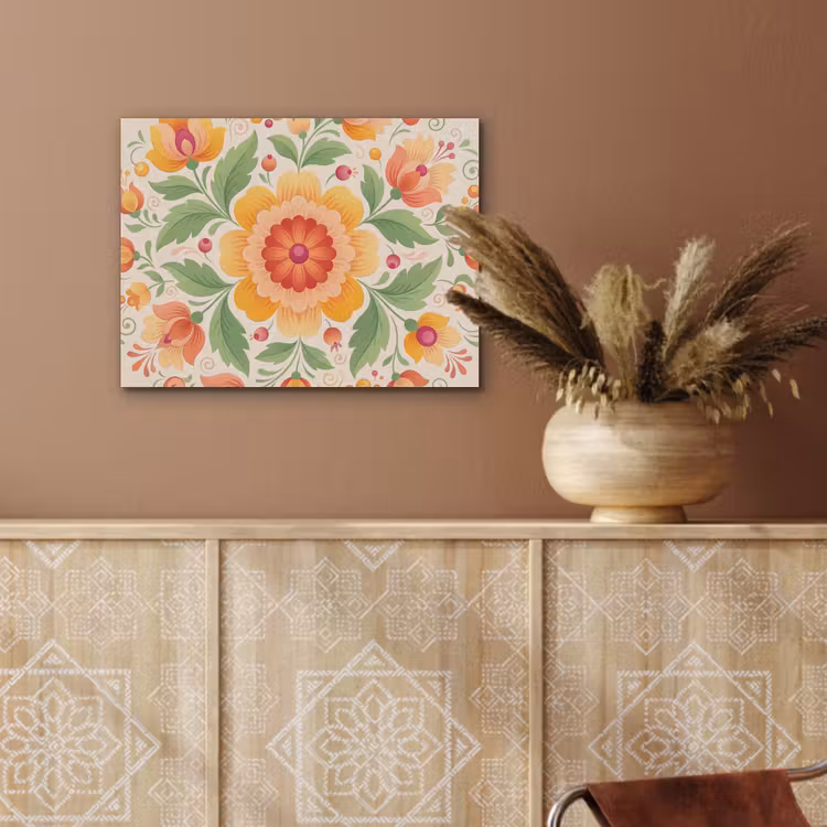 Bloemen - Patroon - Decoratief - Oranje PET vilt klein -sfeer4