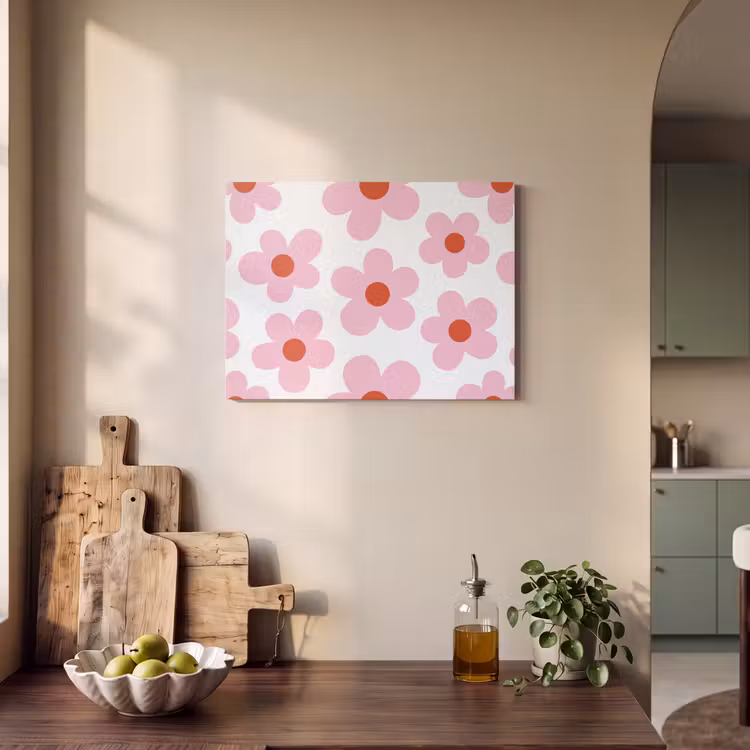 Bloemen - Patroon - Modern - Roze - Wit PET vilt klein -sfeer2