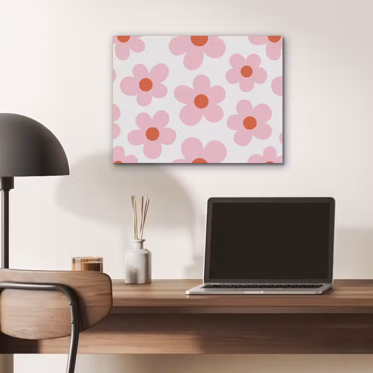 Bloemen - Patroon - Modern - Roze - Wit PET vilt klein -sfeer5