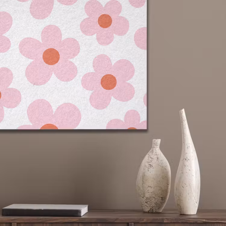 Bloemen - Patroon - Modern - Roze - Wit PET vilt klein -sfeer6_closeup
