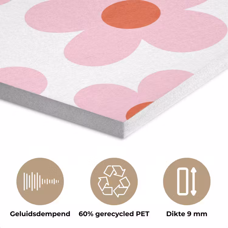 Bloemen - Patroon - Modern - Roze - Wit PET vilt klein -closeup_NL