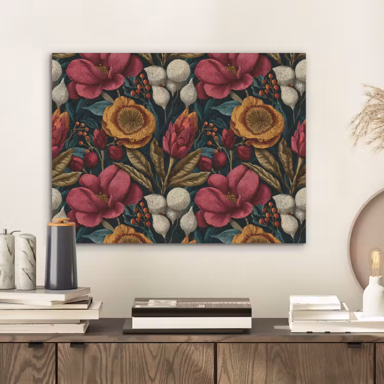 Bloemen - Patroon - Rood - Goud PET vilt klein 837 -sfeer1