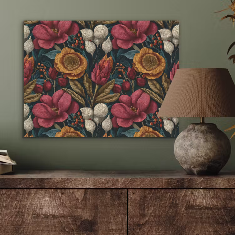 Bloemen - Patroon - Rood - Goud PET vilt klein 837 -sfeer2