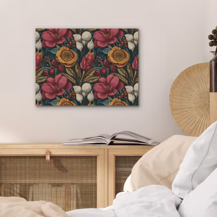 Bloemen - Patroon - Rood - Goud PET vilt klein 837 -sfeer3