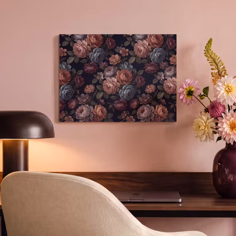 Bloemen - Patroon - Vintage - Donker - Roze PET vilt klein -sfeer3