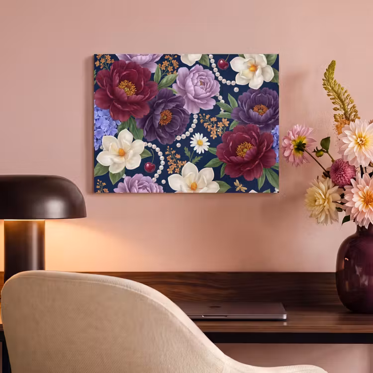Bloemen - Parels - Decoratie - Modern - Blauw PET vilt klein -sfeer3