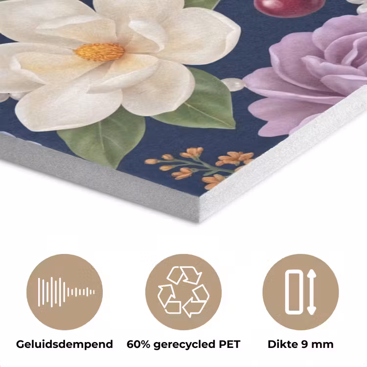 Bloemen - Parels - Decoratie - Modern - Blauw PET vilt klein -closeup_NL