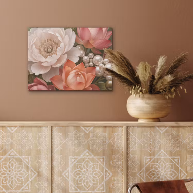 Bloemen - Parels - Elegant - Roze - Wit PET vilt klein -sfeer4