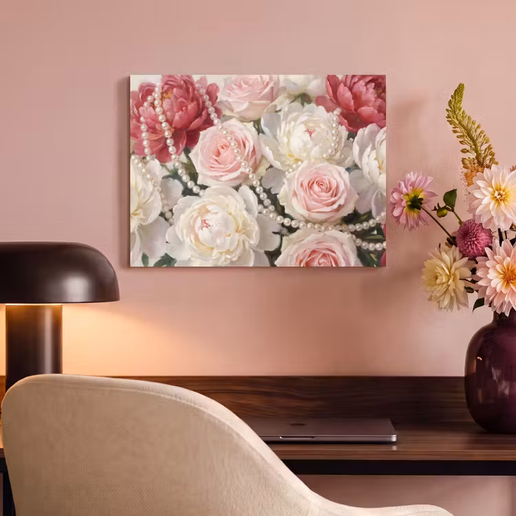 Bloemen - Parels - Romantiek - Klassiek - Roze PET vilt klein -sfeer3