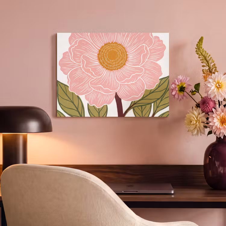 Acoustic Panel - Flowers - Pink - Illustration - Bloemen - Roze - Illustratie PET vilt klein