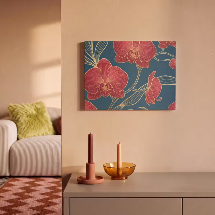 Acoustic Panel - Flowers - Red - Gold - Bloemen - Rood - Goud PET vilt klein