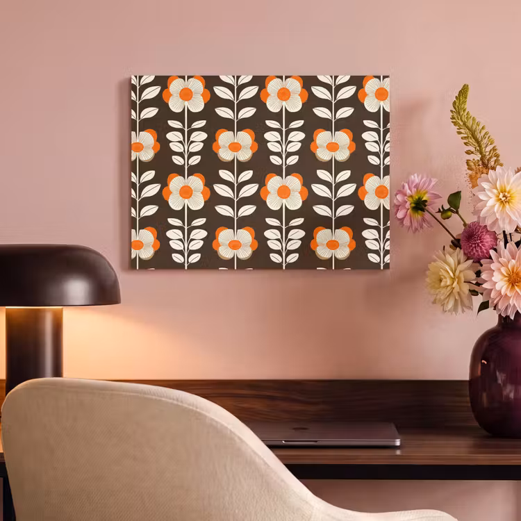 Bloemen - Retro - Bruin PET vilt klein 837 -sfeer3