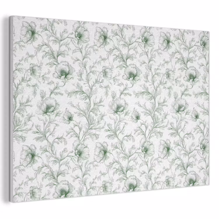 Bloemen - Getekend - Groen PET vilt klein 837 -3d