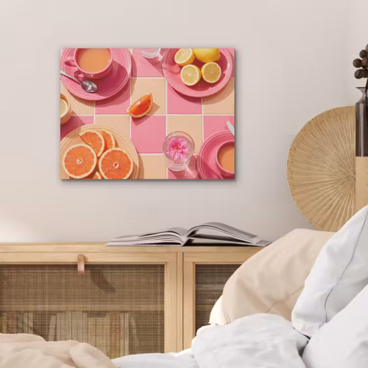 Eten - Citrusvruchten - Stillevens - Roze - Oranje PET vilt klein -sfeer3