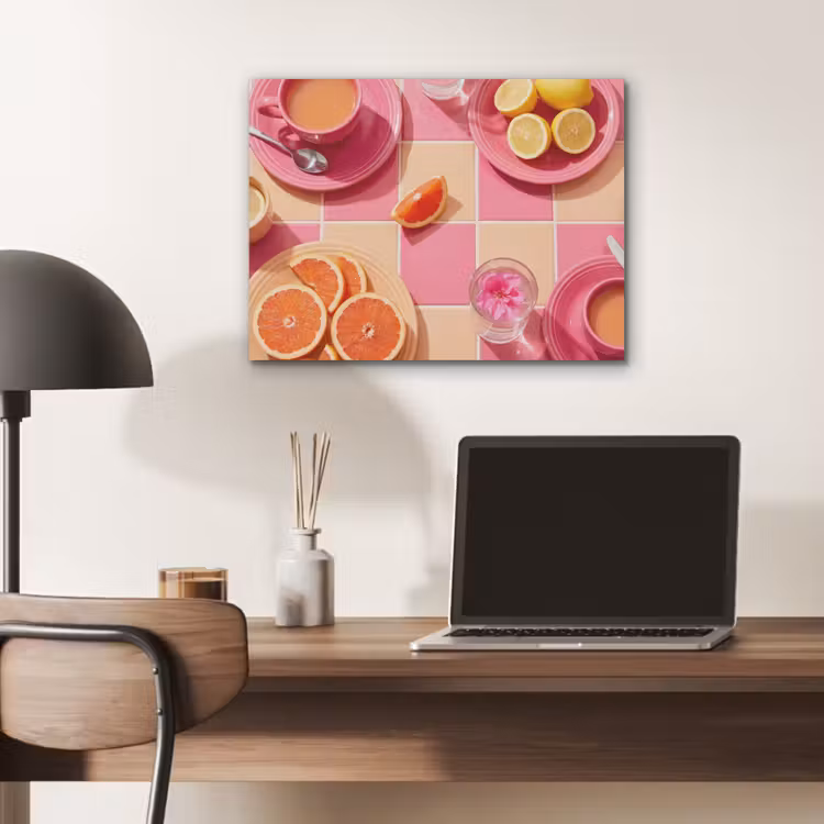 Eten - Citrusvruchten - Stillevens - Roze - Oranje PET vilt klein -sfeer5