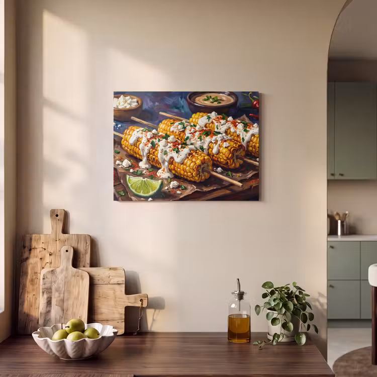 Eten - Maïs - Saus - Geschilderd - Geel PET vilt klein -sfeer2