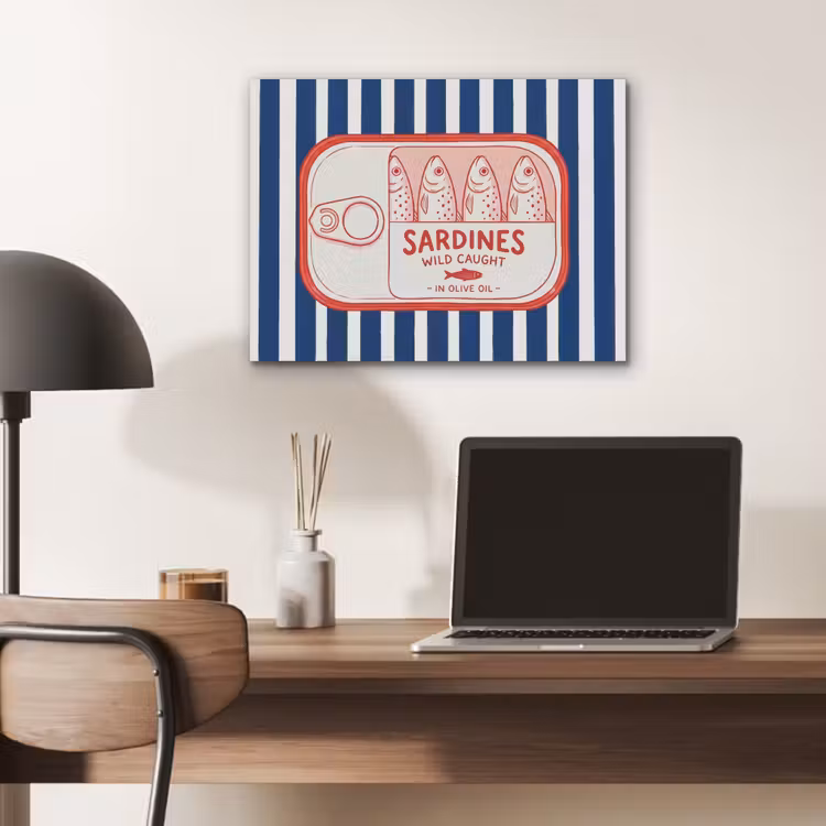 Eten - Vis - Blik - Illustratie - Rood PET vilt klein -sfeer5