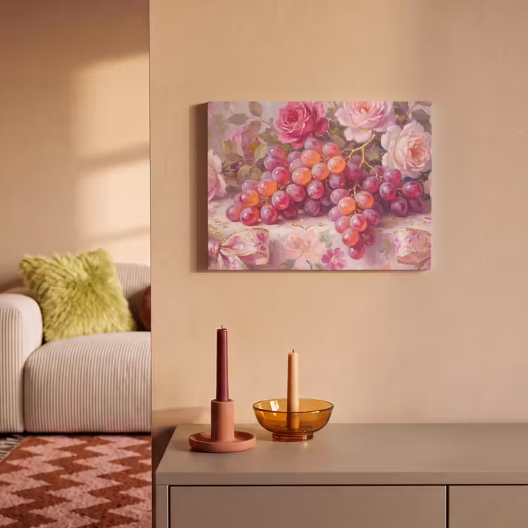 Eten - Bloemen - Stilleven - Roze - Goud PET vilt klein -sfeer1