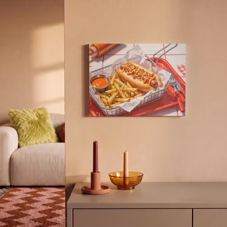 Eten - Hotdog - Fastfood - Modern - Rood PET vilt klein -sfeer1