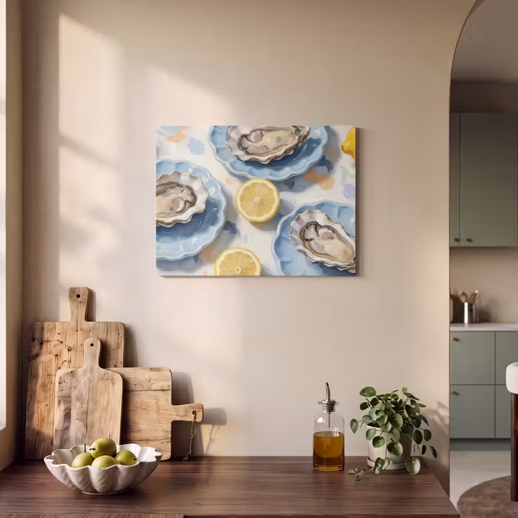 Eten - Oesters - Citroenen - Modern - Geel PET vilt klein -sfeer2