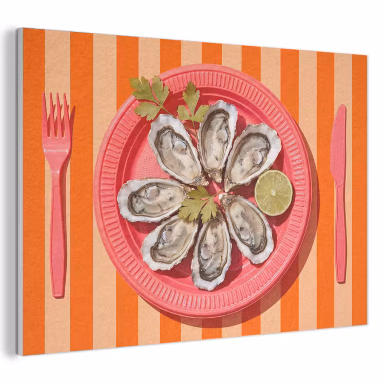 Eten - Oester - Zeevruchten - Oranje - Modern PET vilt klein -3d