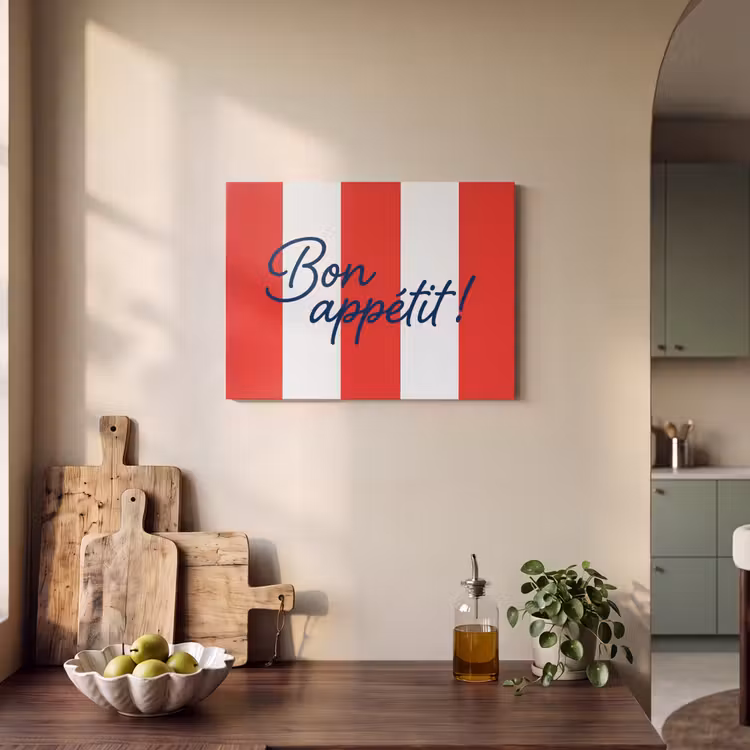 Eten - Spreuk - Keuken - Grafisch - Rood-Wit PET vilt klein -sfeer2