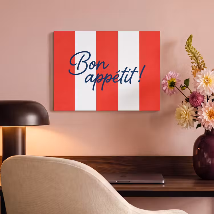 Eten - Spreuk - Keuken - Grafisch - Rood-Wit PET vilt klein -sfeer3