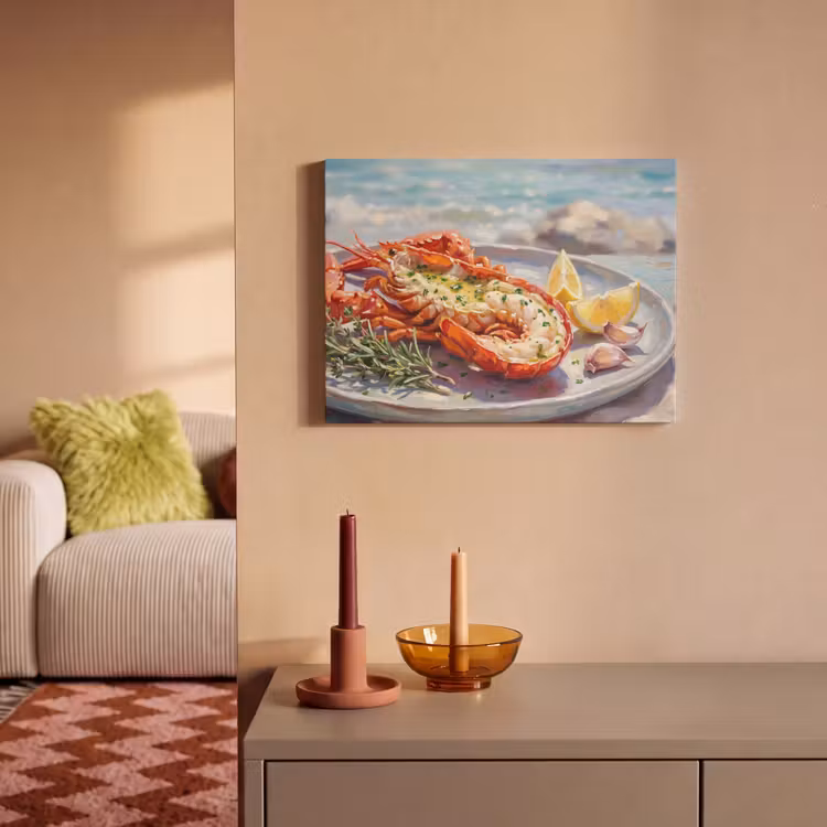 Eten - Zee - Kust - Modern - Blauw PET vilt klein -sfeer1