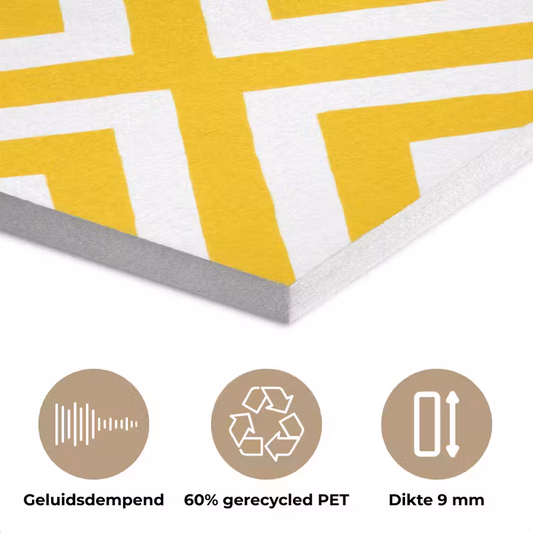 Geometrisch - Lijnen - Modern - Geel - Wit PET vilt klein 837 -closeup_NL