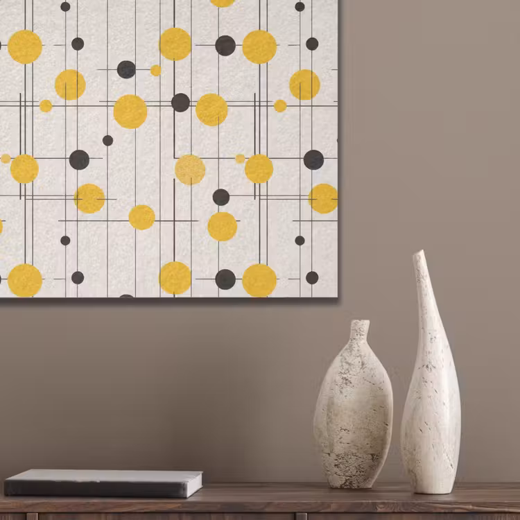 Geometrisch - Retro - Lijnen - Okergeel - Zwart PET vilt klein 837 -sfeer6_closeup