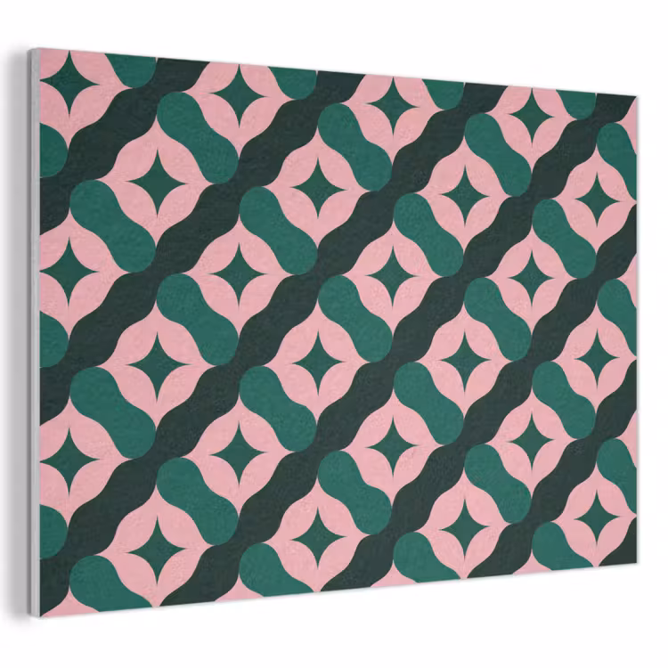 Groen - Roze - Retro - Sterren PET vilt klein 837 -3d