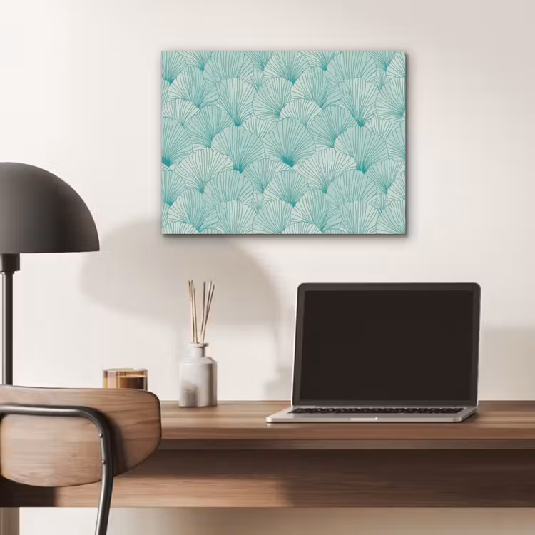 Groen - Wit - Ginko - Getekend - Textuur PET vilt klein 837 -sfeer5