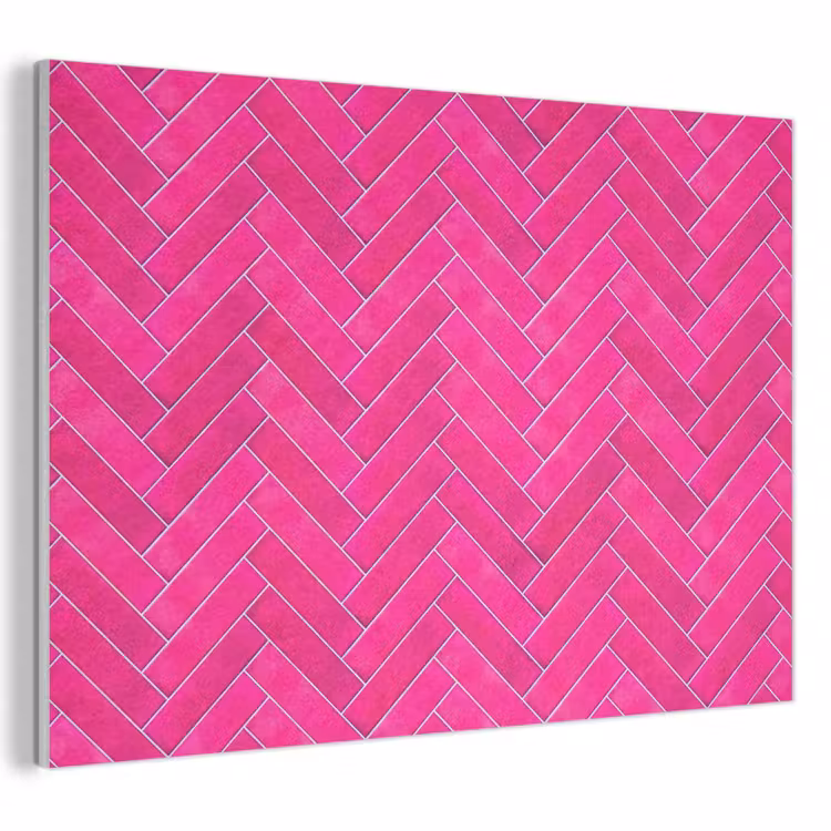 Visgraat - Wandtegel - Fuchsia - Roze PET vilt klein 837 -3d