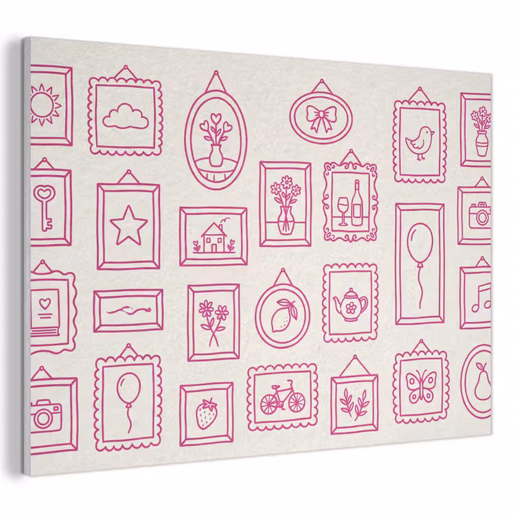Illustratie - Collectie - Kunst - Minimalistisch - Roze PET vilt klein -3d