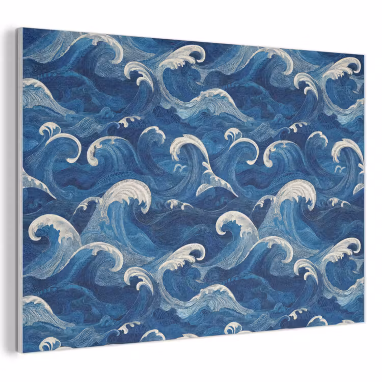 Japans - Oceaan - Golven - Blauw PET vilt klein 837 -3d