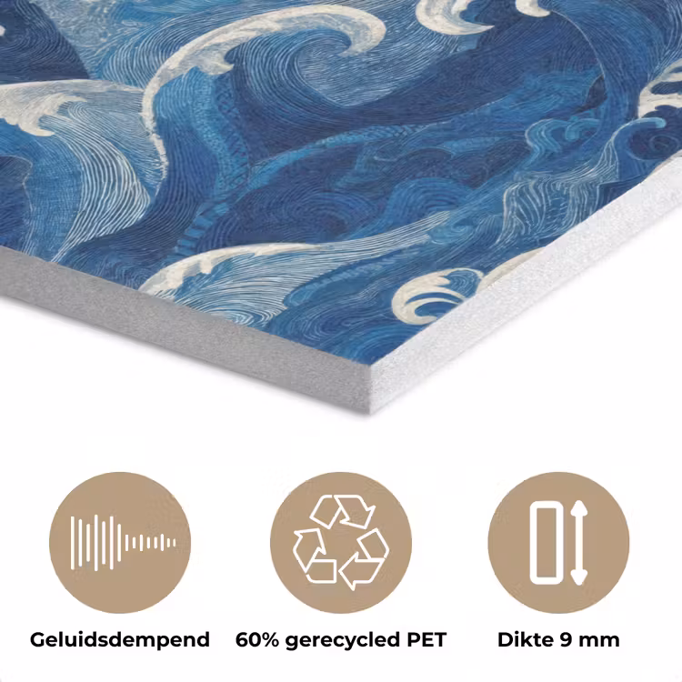 Japans - Oceaan - Golven - Blauw PET vilt klein 837 -closeup_NL