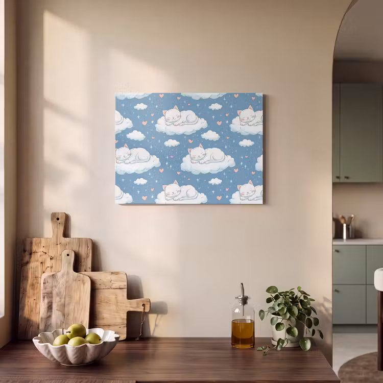 Kitten - Wolken - Blauw PET vilt klein 837 -sfeer2